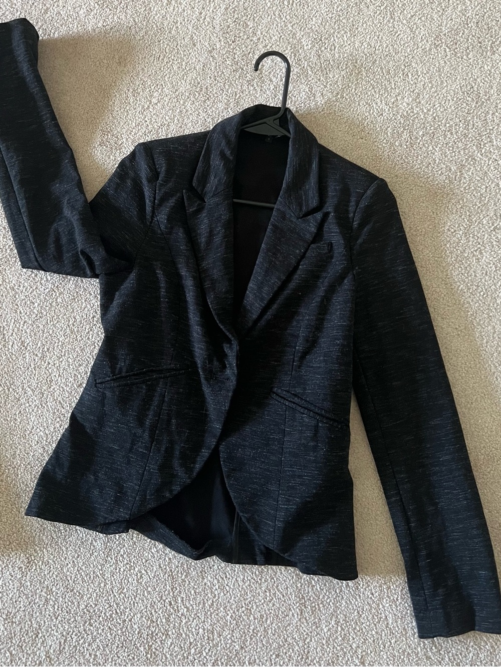 Women's Charcoal Knit Blazer Jacket, Metallic Highlights, S
